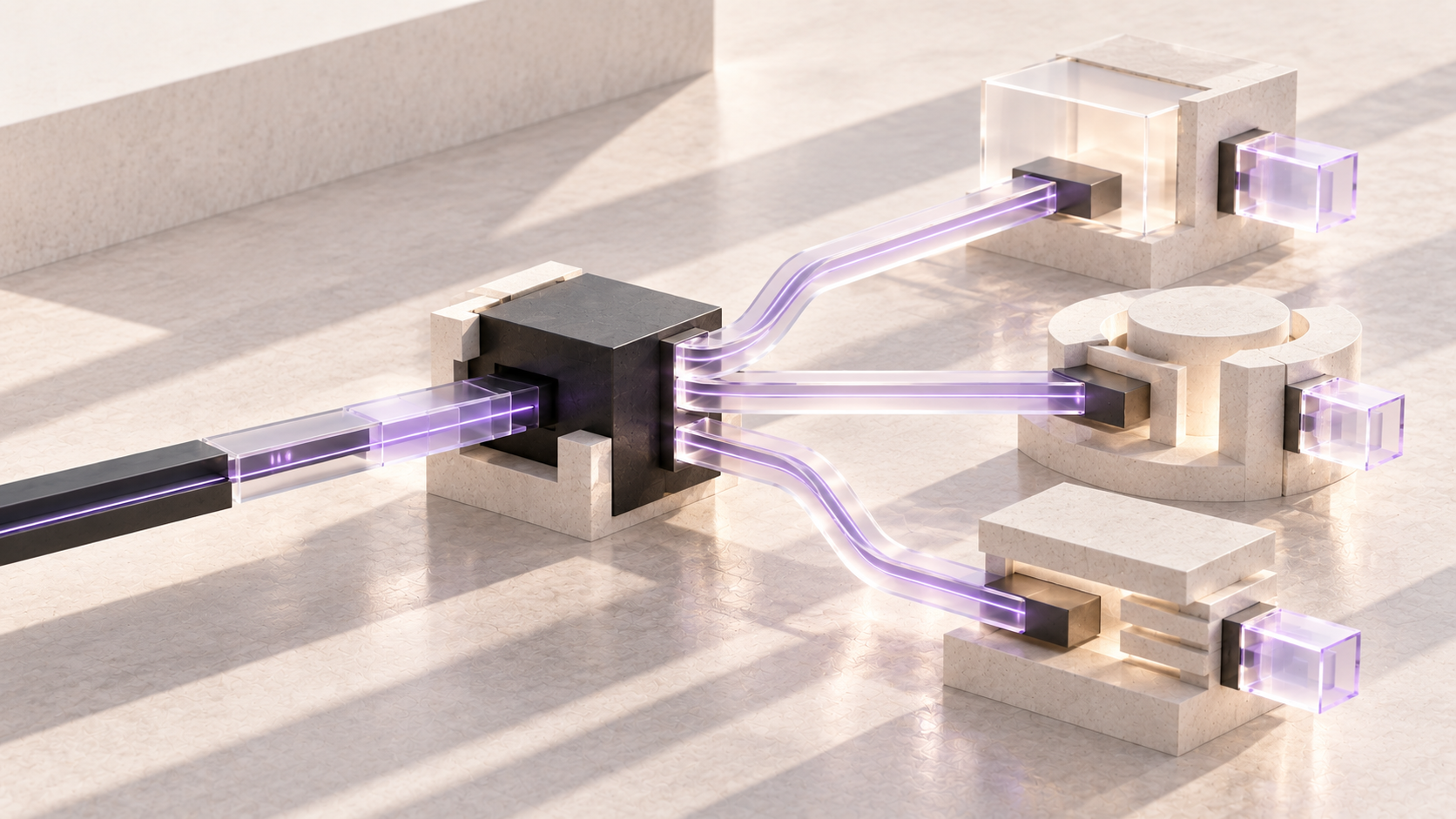 A provider-neutral adapter connects one application interface to distinct provider capabilities